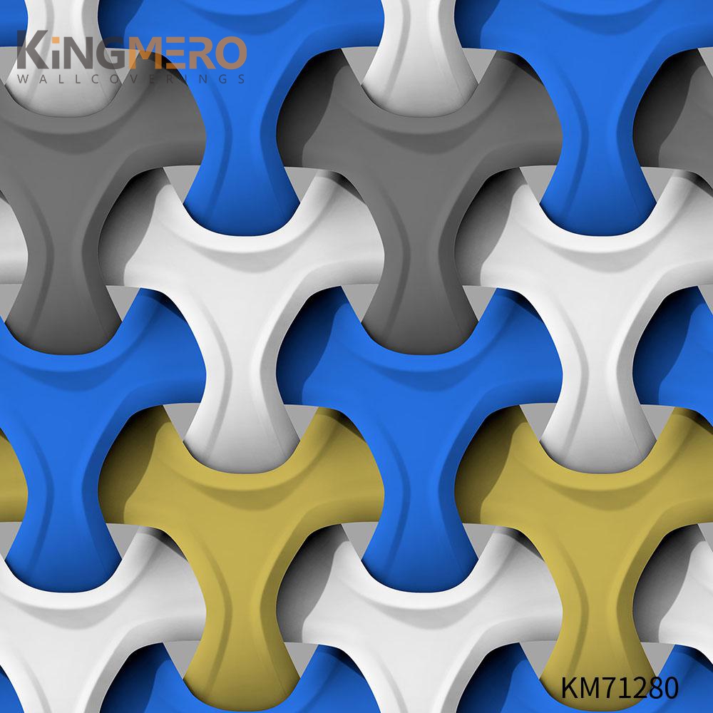 KINGMERO house with wallpaper Scrubbable Geometric Bronzing Classic Hallways 0.53*9.5M(±5%) PVC Wallpaper SKU:KM71280