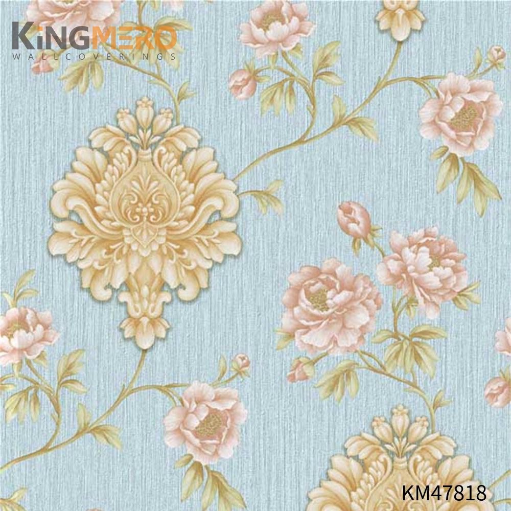KINGMERO unique home wallpaper Best Selling Flowers Bronzing Pastoral Children Room 0.53*9.5M(±5%) PVC Wallpaper SKU:KM47818