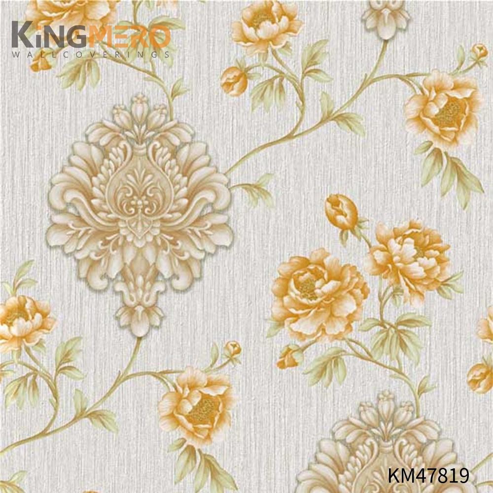 KINGMERO shop wallpaper designs Best Selling Flowers Bronzing Pastoral Children Room 0.53*9.5M(±5%) PVC Wallpaper SKU:KM47819