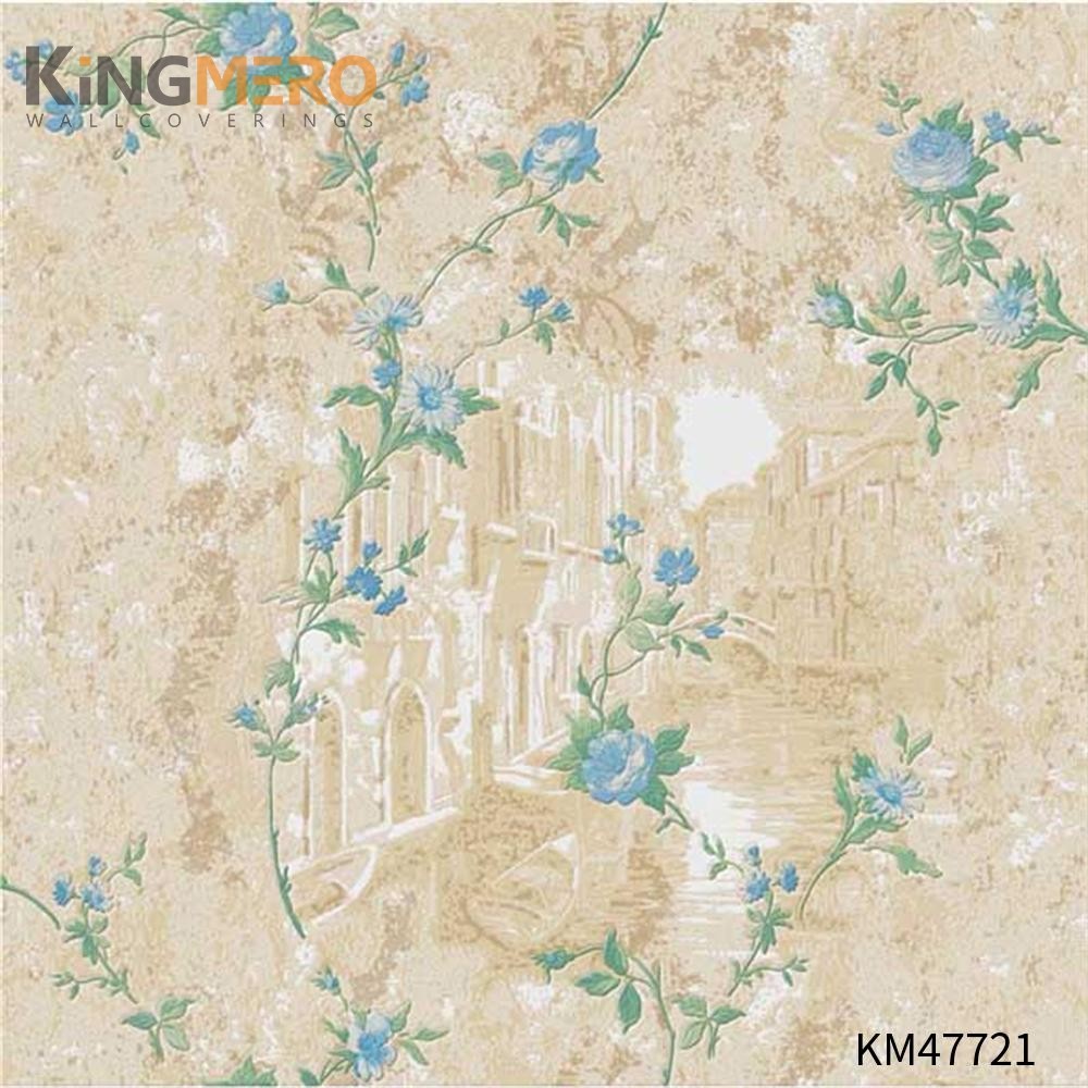 KINGMERO designer wallpapers for bedrooms Best Selling Flowers Bronzing Pastoral Children Room 0.53*9.5M(±5%) PVC Wallpaper SKU:KM47721