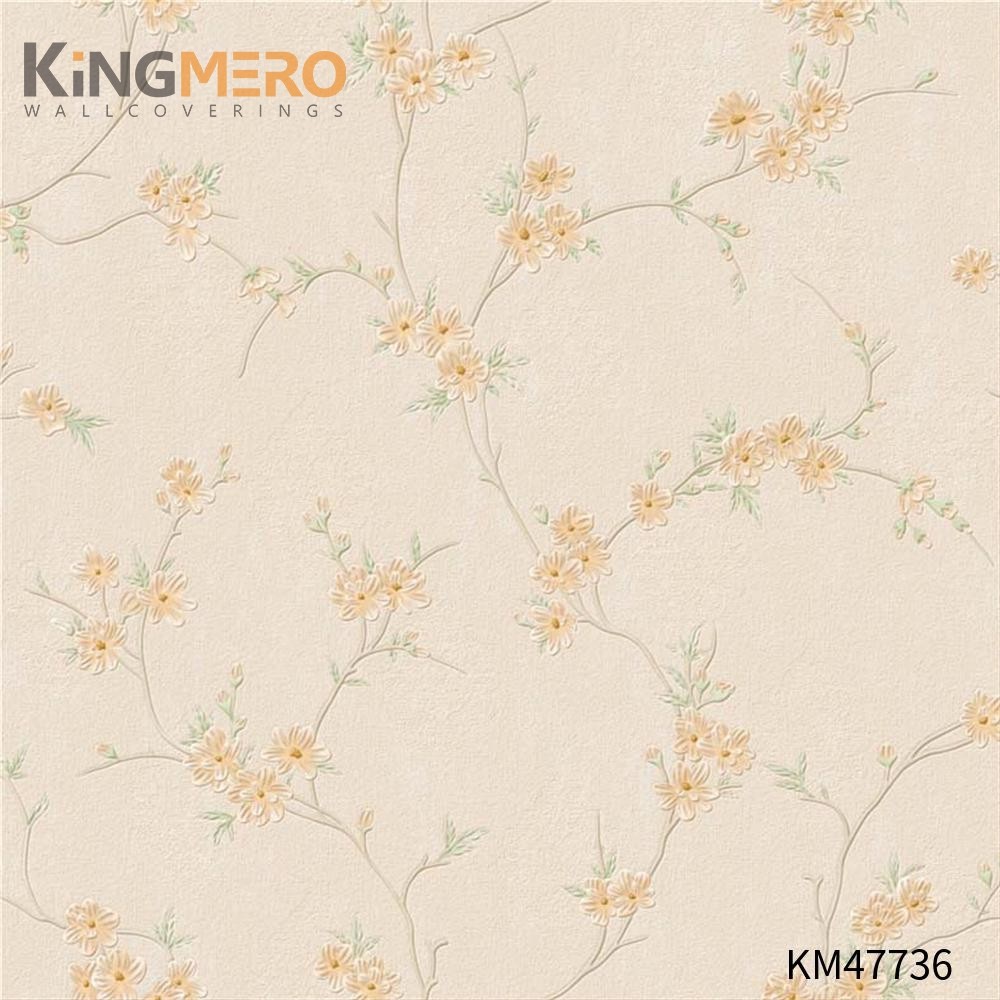 KINGMERO wallpaper purchase Best Selling Flowers Bronzing Pastoral Children Room 0.53*9.5M(±5%) PVC Wallpaper SKU:KM47736
