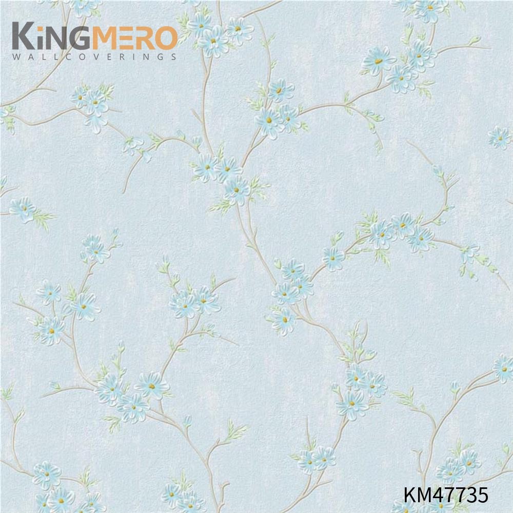KINGMERO latest wallpaper designs for walls Best Selling Flowers Bronzing Pastoral Children Room 0.53*9.5M(±5%) PVC Wallpaper SKU:KM47735