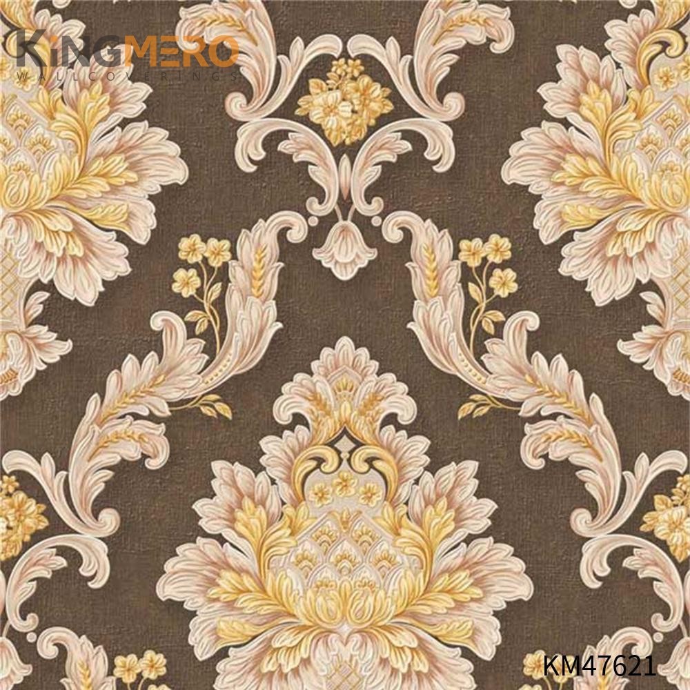 KINGMERO kitchen wallpaper borders Best Selling Flowers Bronzing Pastoral Children Room 0.53*9.5M(±5%) PVC Wallpaper SKU:KM47621