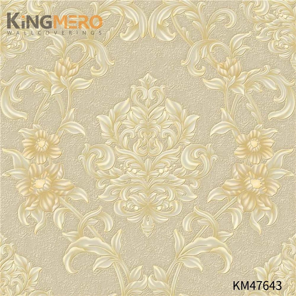 KINGMERO wallpaper to buy Best Selling Flowers Bronzing Pastoral Children Room 0.53*9.5M(±5%) PVC Wallpaper SKU:KM47643