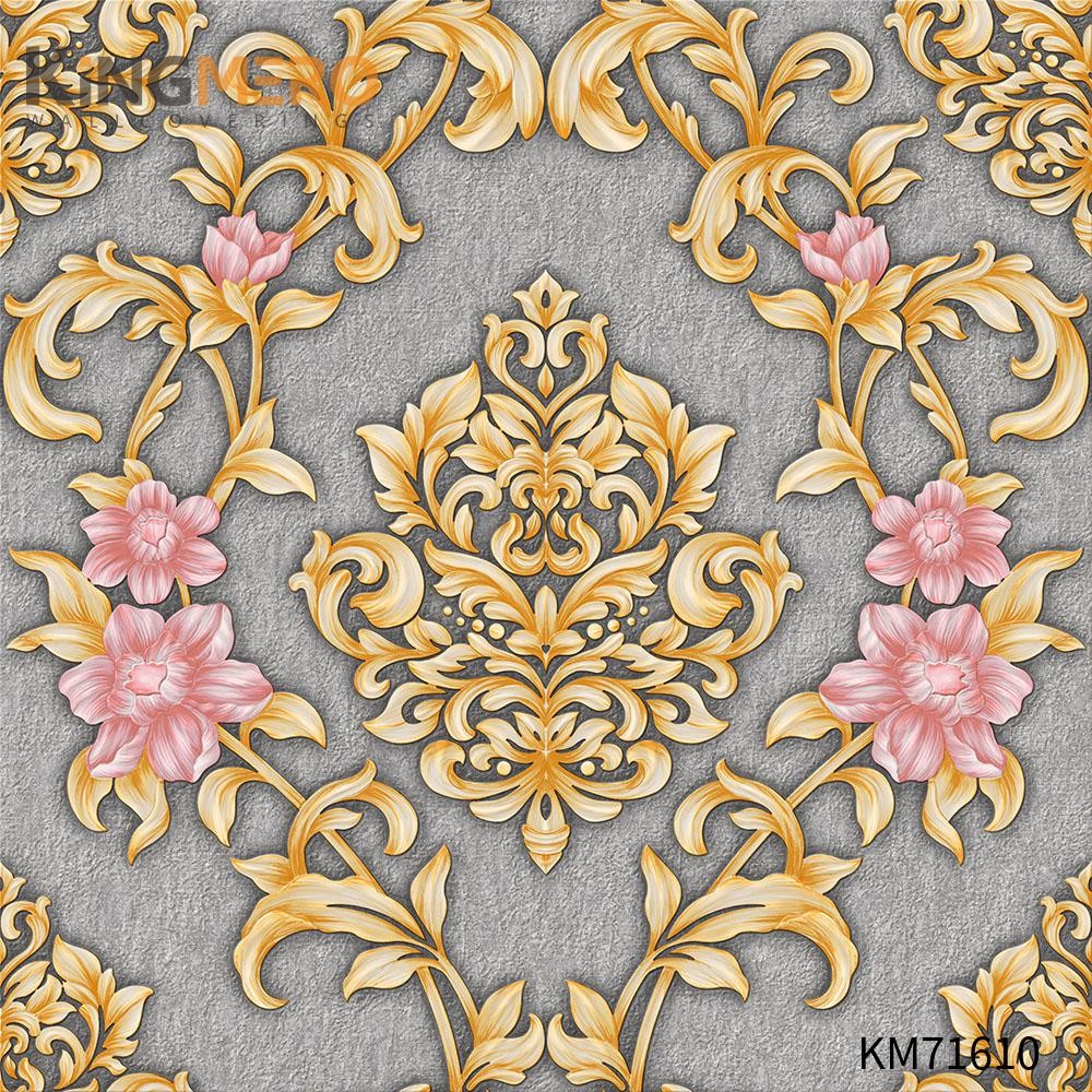 KINGMERO PVC European Flowers Deep Embossed Durable Photo studio 0.53*9.5M(±5%) home design wallpaper Wallpaper SKU:KM71610