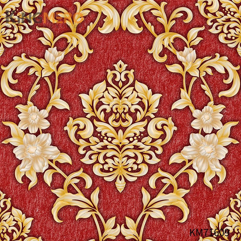 KINGMERO European Durable Flowers Deep Embossed PVC Photo studio 0.53*9.5M(±5%) cheap wallpaper shops Wallpaper SKU:KM71609