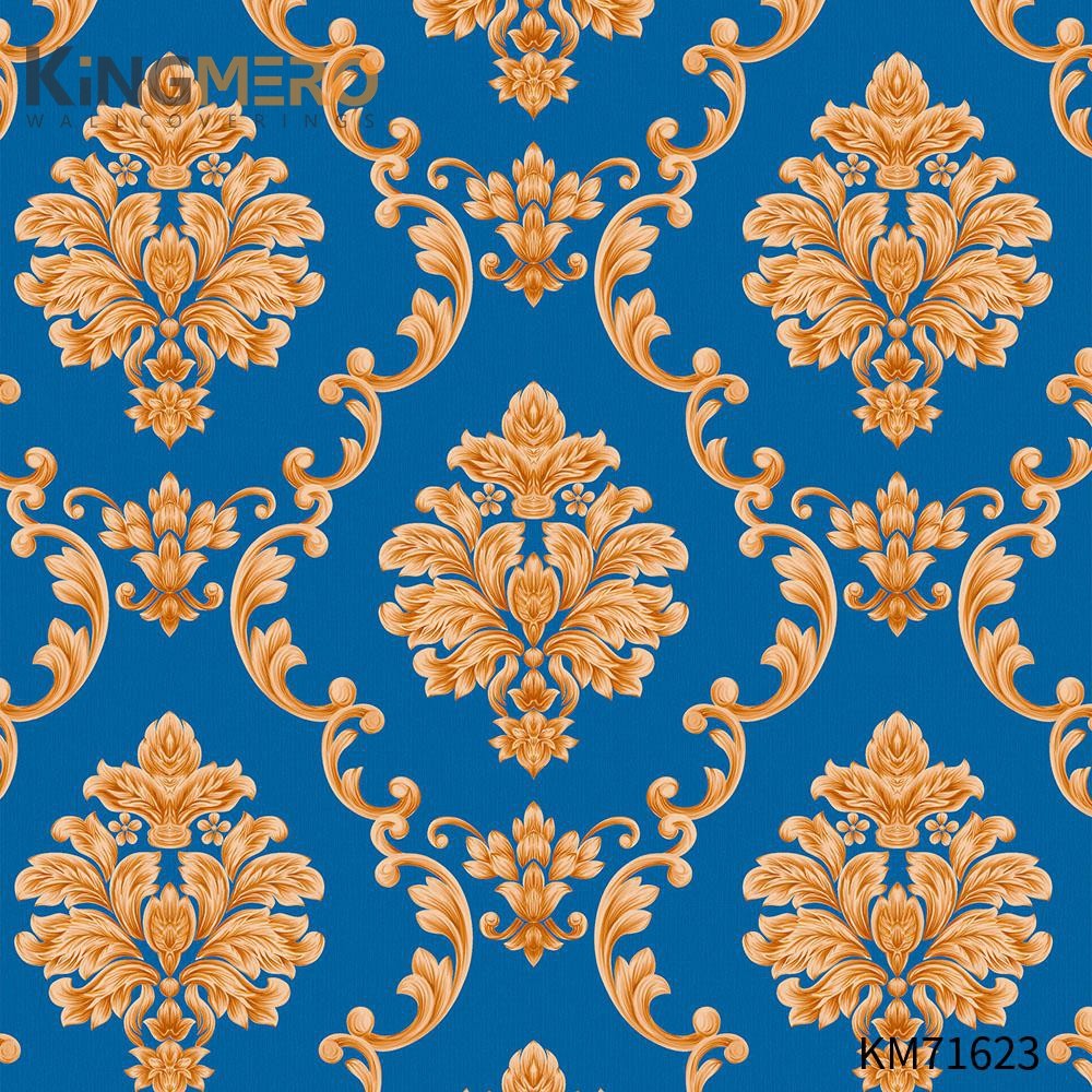 KINGMERO Durable PVC Flowers Deep Embossed 0.53*9.5M(±5%) design wallpaper for walls European Photo studio Wallpaper SKU:KM71623