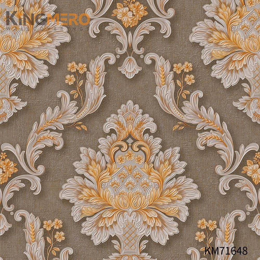 KINGMERO house decoration wallpaper Durable Flowers Deep Embossed European Photo studio 0.53*9.5M(±5%) PVC Wallpaper SKU:KM71648