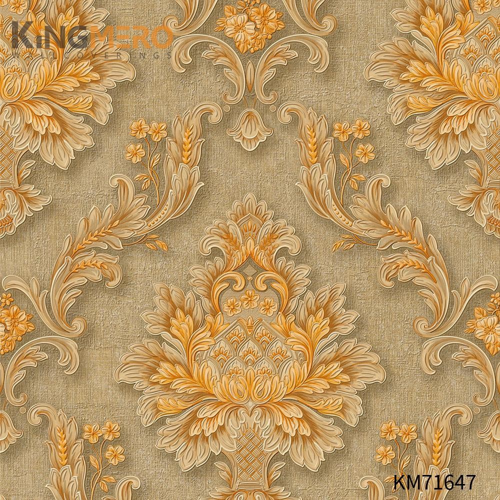 KINGMERO textured wallpaper online Durable Flowers Deep Embossed European Photo studio 0.53*9.5M(±5%) PVC Wallpaper SKU:KM71647