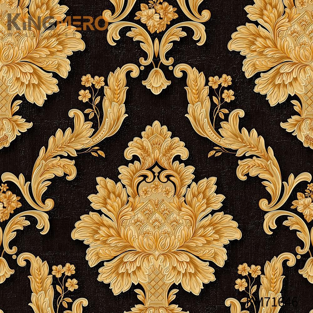 KINGMERO buy bedroom wallpaper Durable Flowers Deep Embossed European Photo studio 0.53*9.5M(±5%) PVC Wallpaper SKU:KM71646