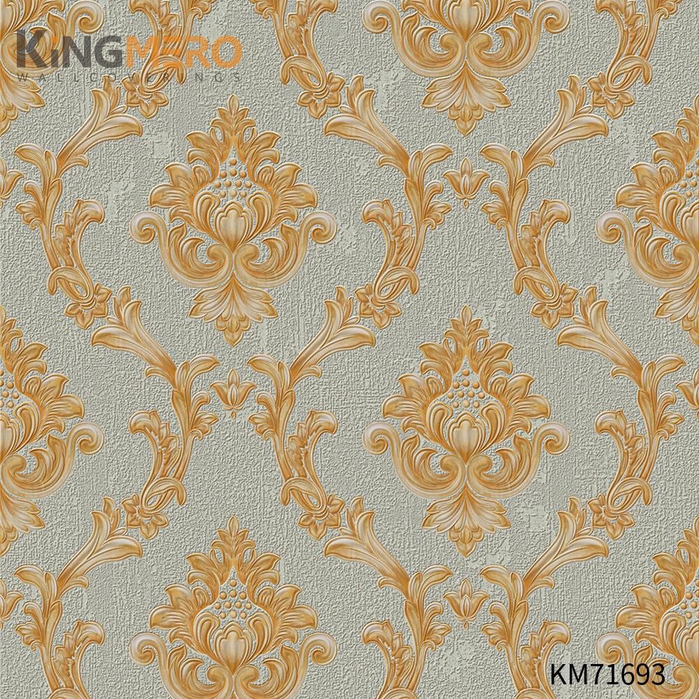 KINGMERO PVC Manufacturer Flowers Bronzing Home Wall Pastoral 0.53*9.5M(±5%) wallpaper outlet Wallpaper SKU:KM71693