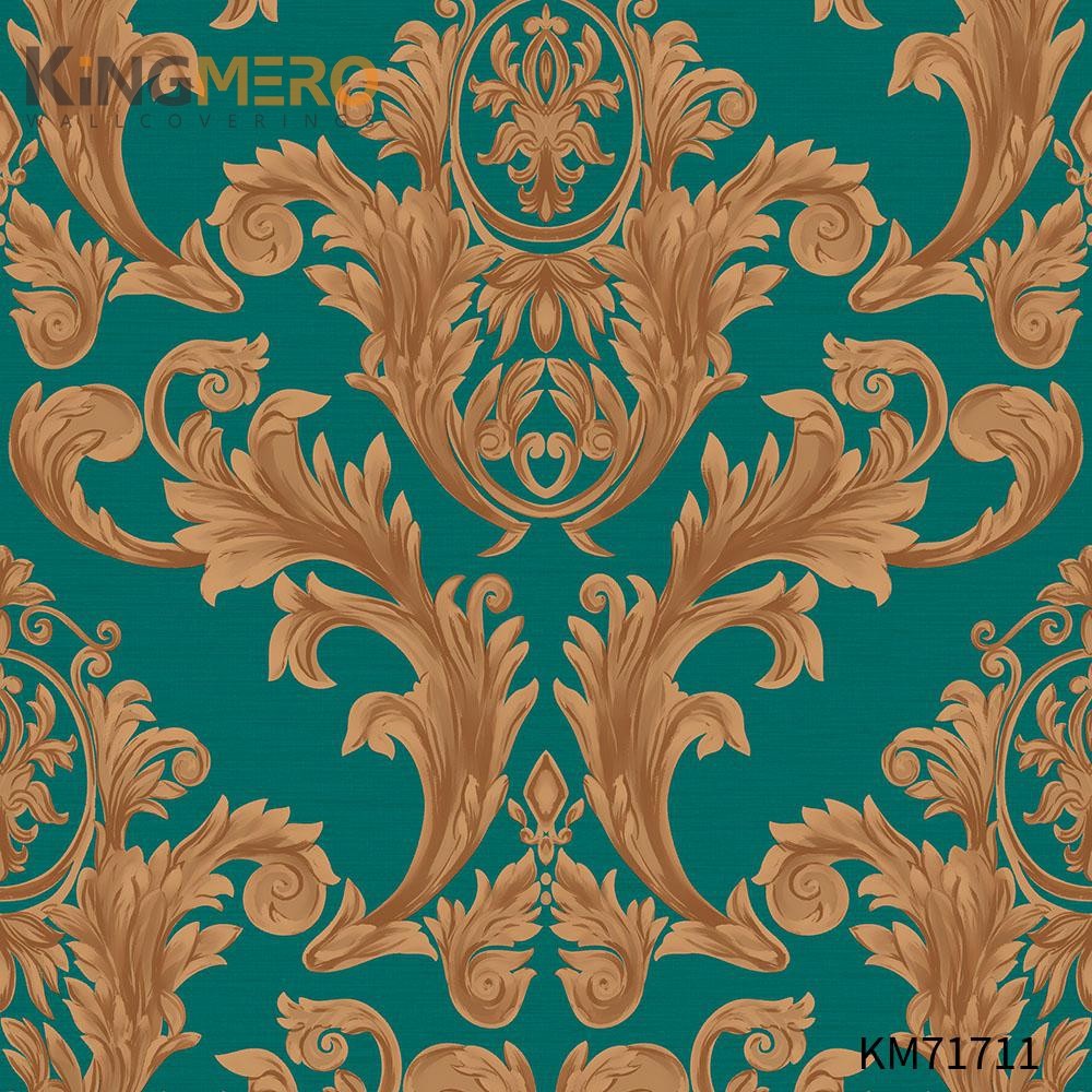 KINGMERO Manufacturer Home Wall 0.53*9.5M(±5%) temporary wallpaper sale Pastoral PVC Flowers Bronzing Wallpaper SKU:KM71711