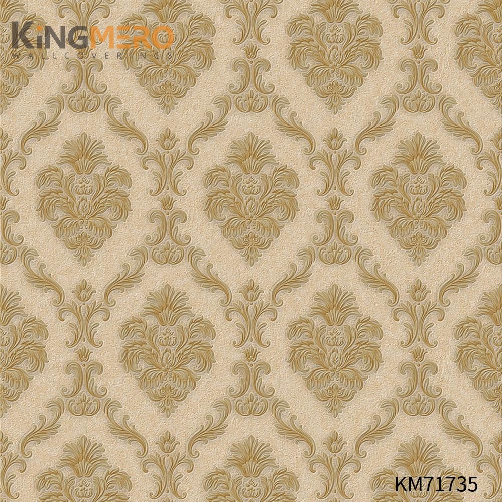 KINGMERO wallpaper for shop walls Manufacturer Flowers Bronzing Pastoral Home Wall 0.53*9.5M(±5%) PVC Wallpaper SKU:KM71735