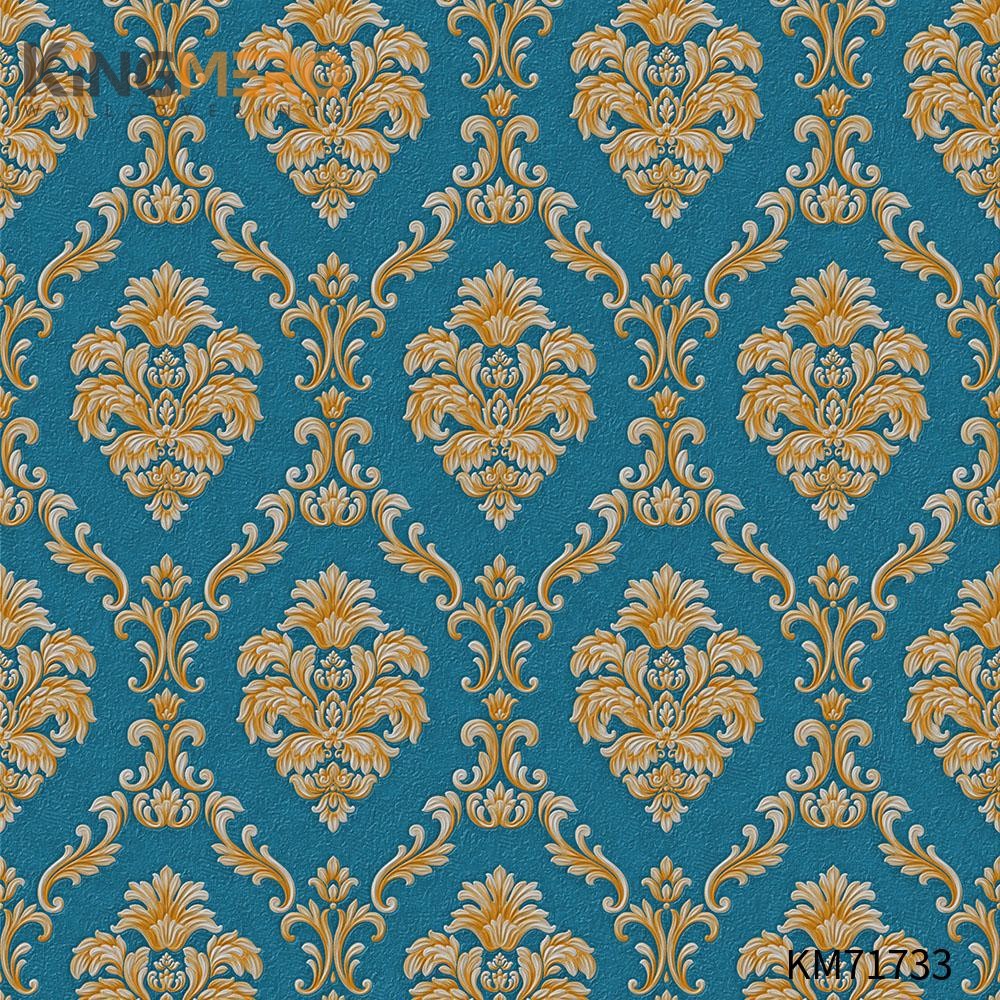 KINGMERO cheap wallpaper online store Manufacturer Flowers Bronzing Pastoral Home Wall 0.53*9.5M(±5%) PVC Wallpaper SKU:KM71733