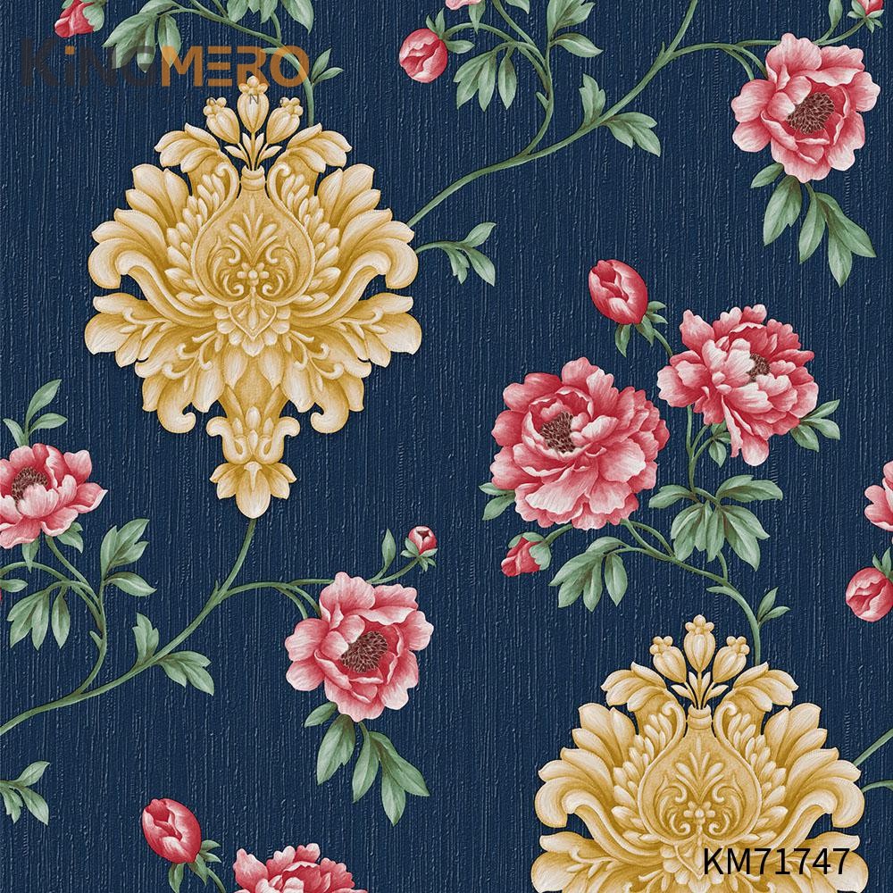 KINGMERO wallpapers in home interiors Manufacturer Flowers Bronzing Pastoral Home Wall 0.53*9.5M(±5%) PVC Wallpaper SKU:KM71747
