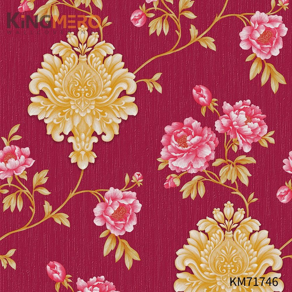 KINGMERO online wallpaper for walls Manufacturer Flowers Bronzing Pastoral Home Wall 0.53*9.5M(±5%) PVC Wallpaper SKU:KM71746
