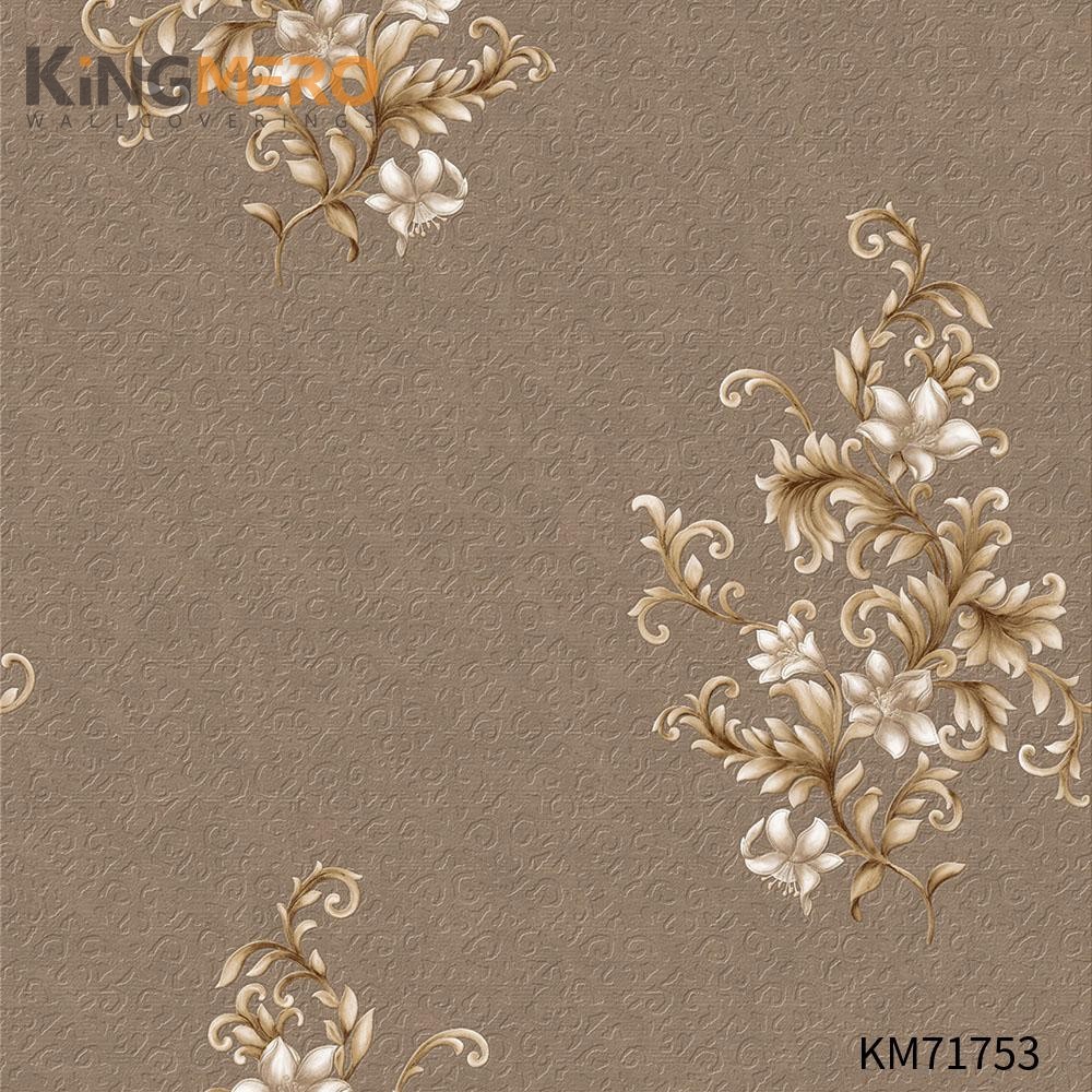KINGMERO design of wallpaper for home Manufacturer Flowers Bronzing Pastoral Home Wall 0.53*9.5M(±5%) PVC Wallpaper SKU:KM71753