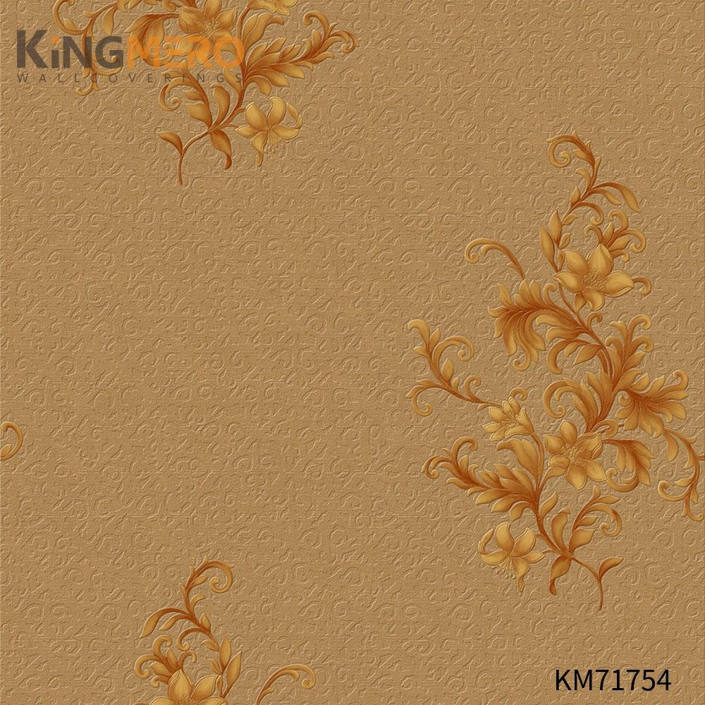 KINGMERO wallpapers for home online Manufacturer Flowers Bronzing Pastoral Home Wall 0.53*9.5M(±5%) PVC Wallpaper SKU:KM71754