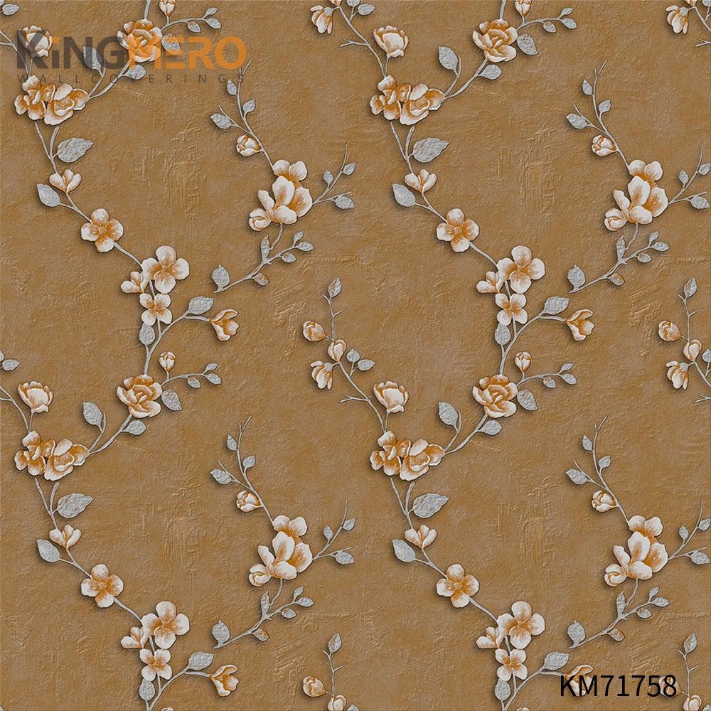 KINGMERO pictures for wallpaper Manufacturer Flowers Bronzing Pastoral Home Wall 0.53*9.5M(±5%) PVC Wallpaper SKU:KM71758