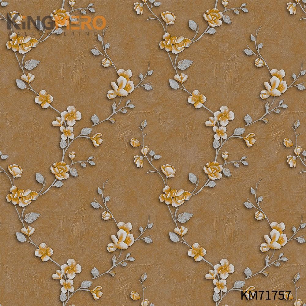 KINGMERO the room wallpaper Manufacturer Flowers Bronzing Pastoral Home Wall 0.53*9.5M(±5%) PVC Wallpaper SKU:KM71757