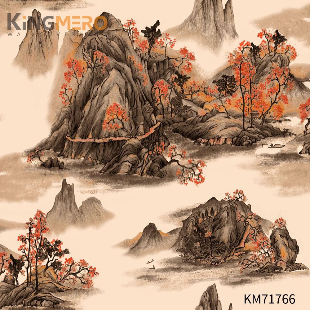 KINGMERO contemporary black wallpaper Manufacturer Flowers Bronzing Pastoral Home Wall 0.53*9.5M(±5%) PVC Wallpaper SKU:KM71766