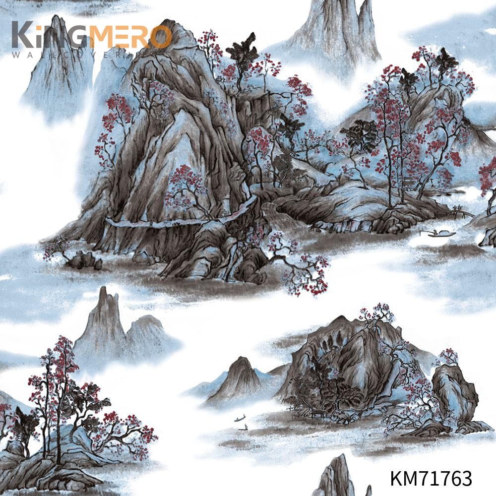 KINGMERO walls wallpaper bedroom Manufacturer Flowers Bronzing Pastoral Home Wall 0.53*9.5M(±5%) PVC Wallpaper SKU:KM71763