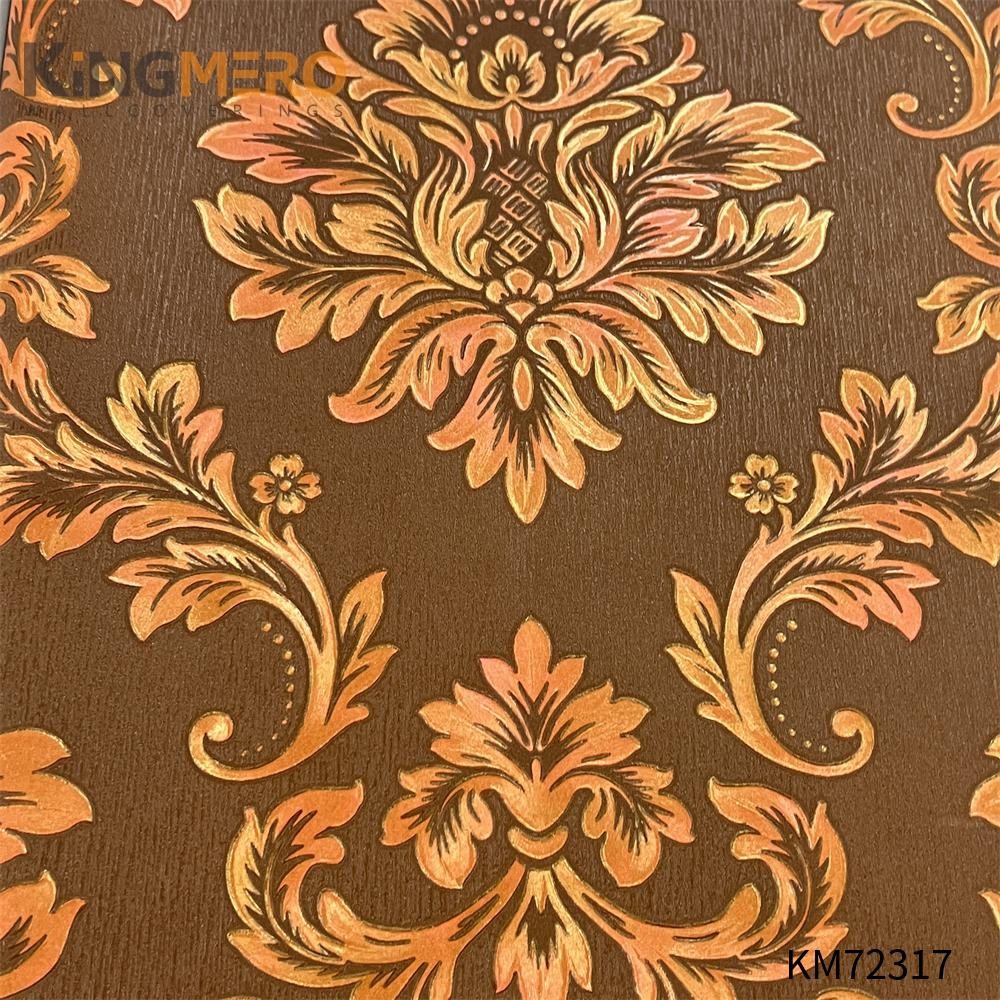 KINGMERO PVC Affordable Flowers wallpaper store European Household 0.53*9.5M(±5%) Deep Embossed Wallpaper SKU:KM72317