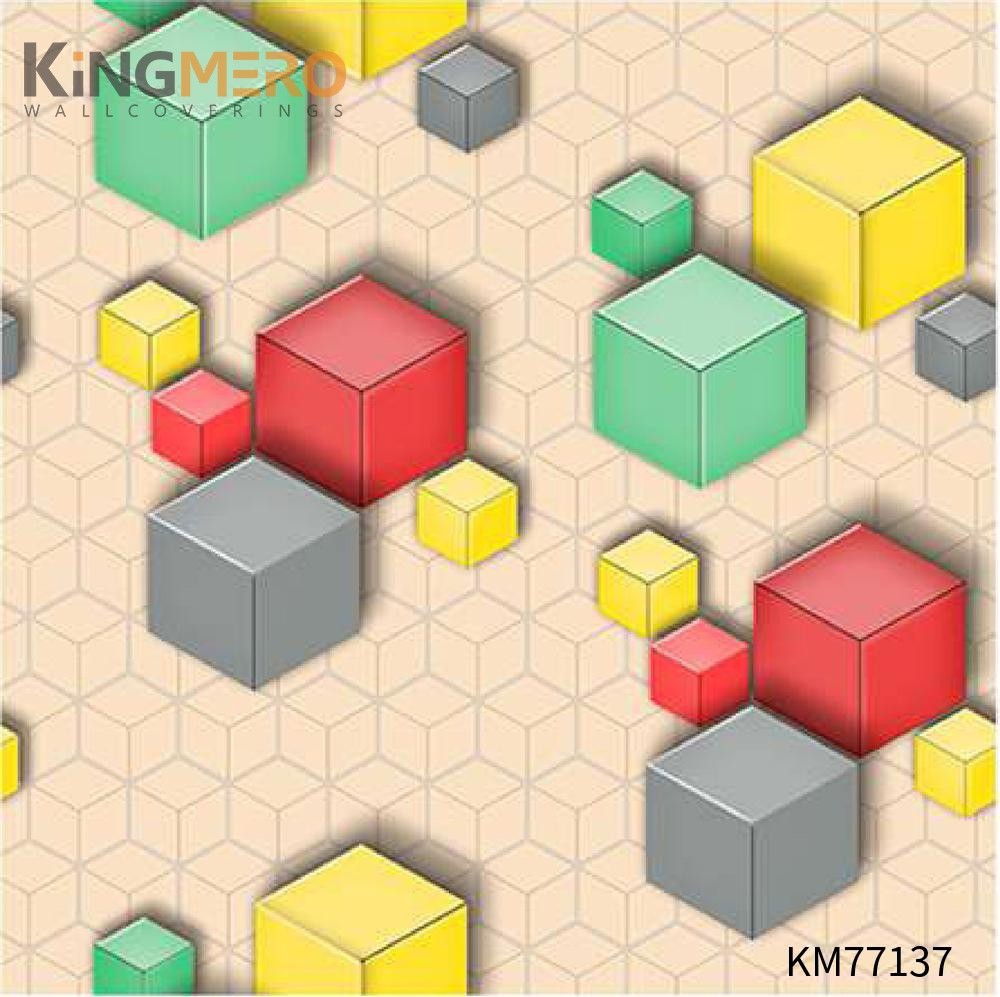 KINGMERO PVC Exporter 0.53*9.5M(±5%) Deep Embossed Modern Children Room Geometric wallpaper for sale Wallpaper SKU:KM77137