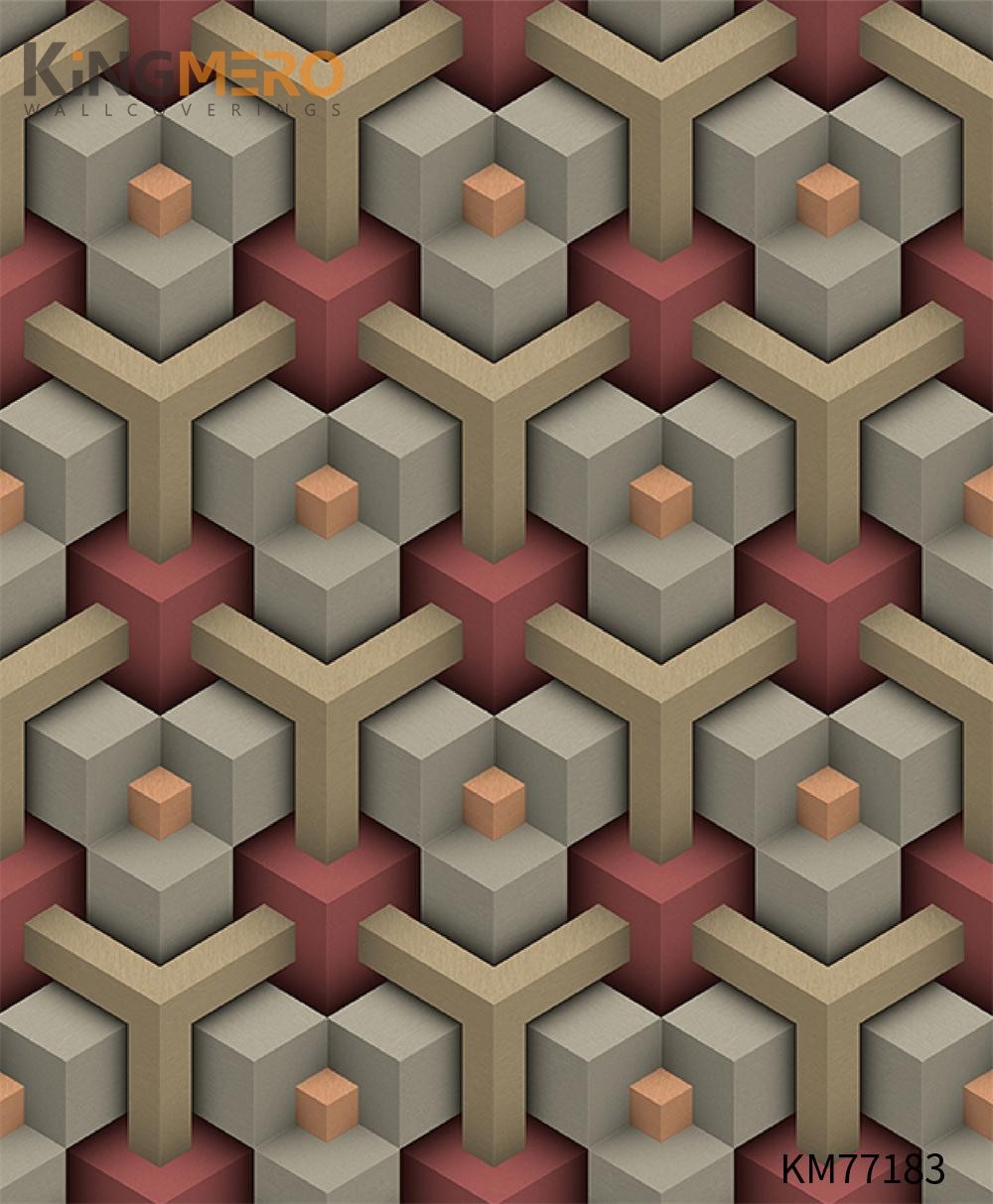 KINGMERO wallpaper grey and yellow Exporter Geometric Deep Embossed Modern Children Room 0.53*9.5M(±5%) PVC Wallpaper SKU:KM77183