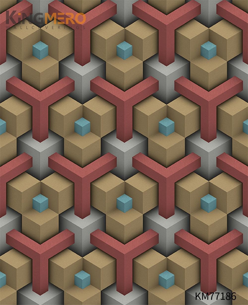 KINGMERO interior decor wallpaper Exporter Geometric Deep Embossed Modern Children Room 0.53*9.5M(±5%) PVC Wallpaper SKU:KM77186