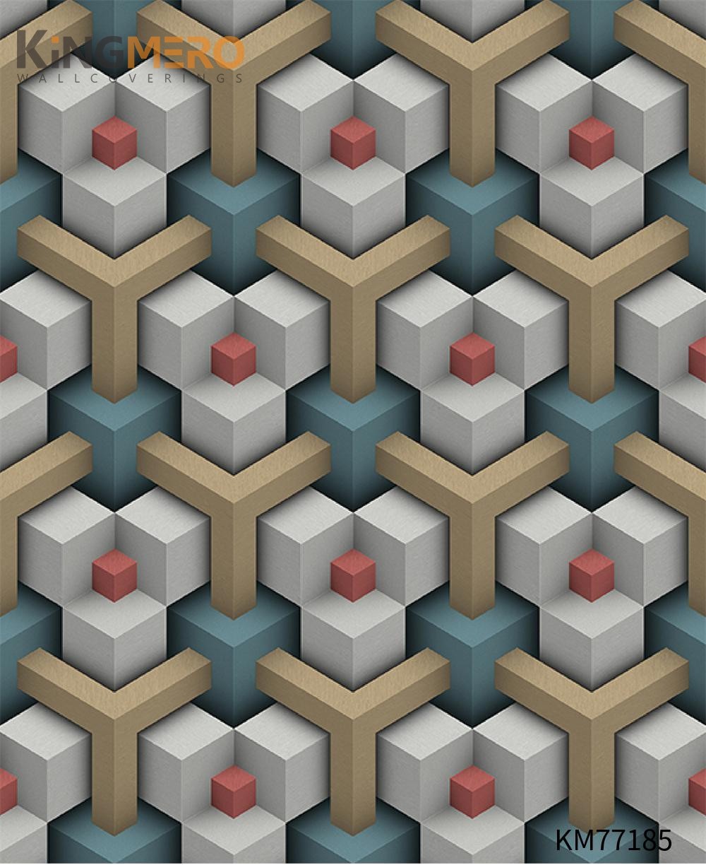 KINGMERO wallpaper brands Exporter Geometric Deep Embossed Modern Children Room 0.53*9.5M(±5%) PVC Wallpaper SKU:KM77185
