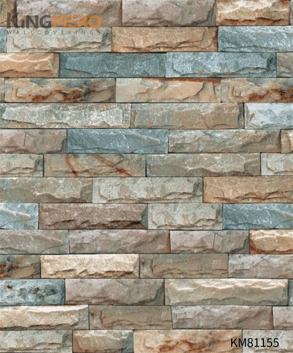 KINGMERO PVC Affordable Brick wallpaper pictures Chinese Style Children Room 0.53*9.5M(±5%) Flocking Wallpaper SKU:KM81155