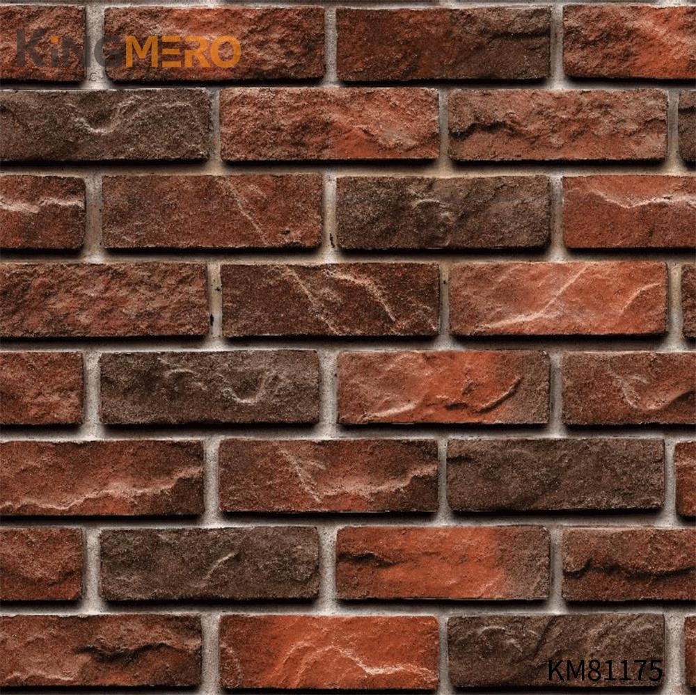 KINGMERO PVC Flocking Brick Affordable Chinese Style Children Room 0.53*9.5M(±5%) designer wallpaper for home Wallpaper SKU:KM81175