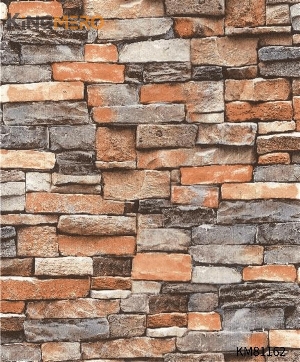 KINGMERO PVC Affordable Brick 0.53*9.5M(±5%) Chinese Style Children Room Flocking wallpaper collection Wallpaper SKU:KM81162