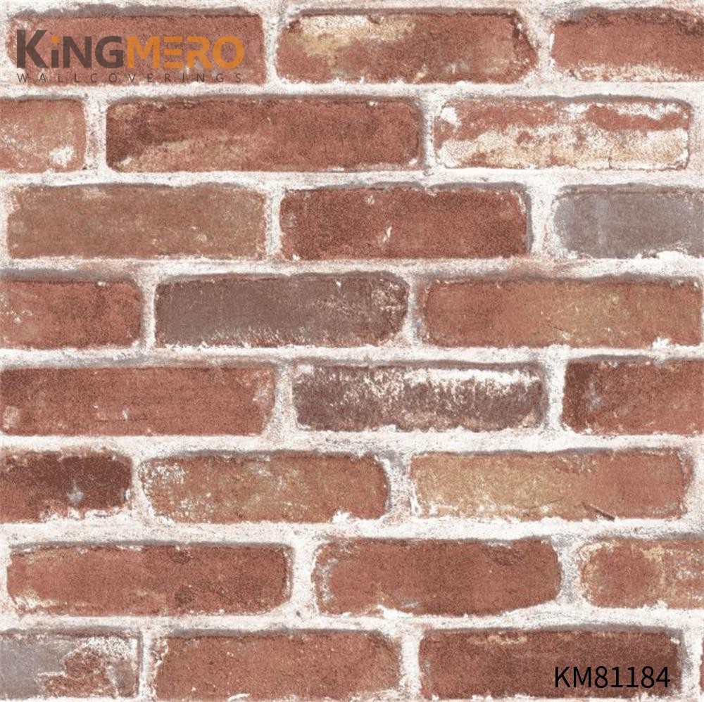 KINGMERO Affordable PVC Brick Flocking 0.53*9.5M(±5%) water wallpaper for walls Chinese Style Children Room Wallpaper SKU:KM81184