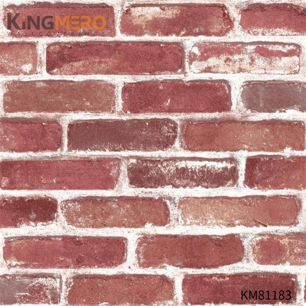 KINGMERO Affordable PVC Brick 0.53*9.5M(±5%) wallpaper for office walls Children Room Flocking Chinese Style Wallpaper SKU:KM81183