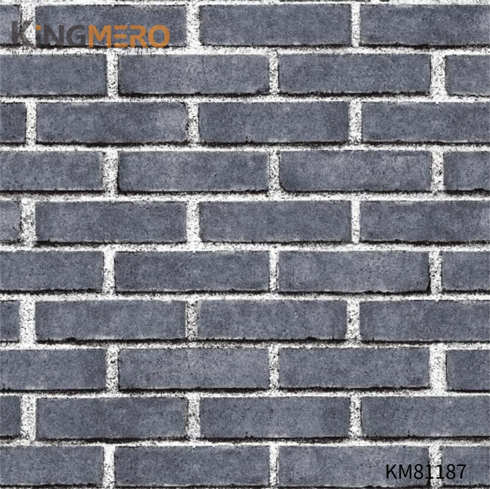 KINGMERO Affordable Children Room 0.53*9.5M(±5%) wallpaper designs for home interiors Chinese Style PVC Brick Flocking Wallpaper SKU:KM81187