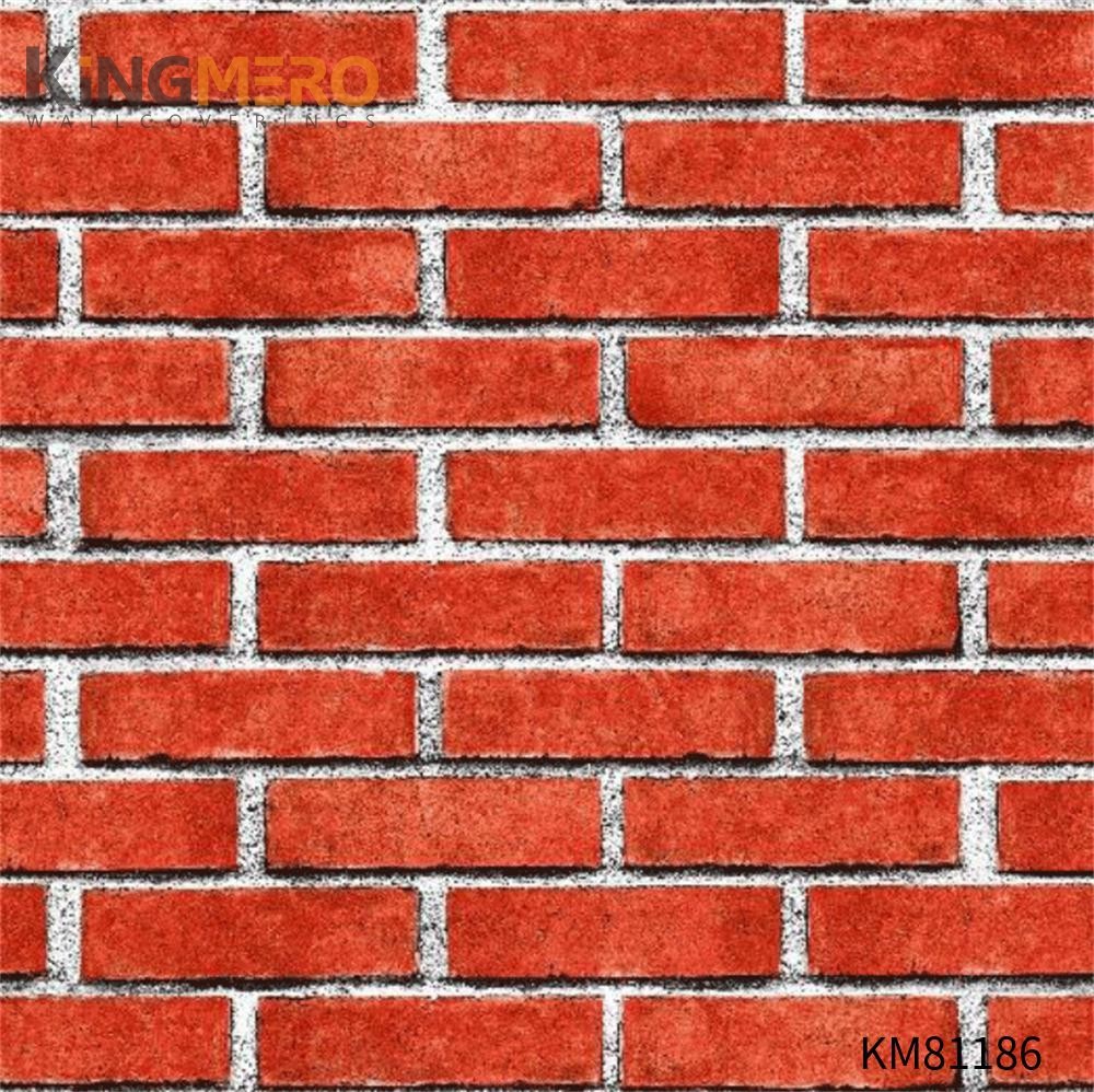 KINGMERO Children Room 0.53*9.5M(±5%) removable wallpaper Flocking Chinese Style Affordable PVC Brick Wallpaper SKU:KM81186