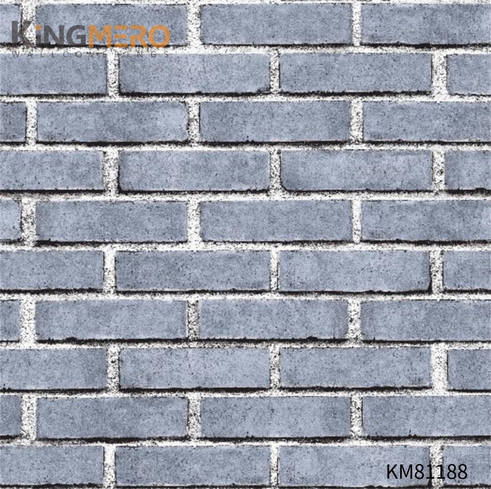 KINGMERO Affordable PVC Children Room 0.53*9.5M(±5%) wallpaper for the house Brick Flocking Chinese Style Wallpaper SKU:KM81188