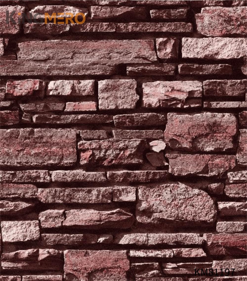 KINGMERO Affordable PVC Flocking Chinese Style Children Room 0.53*9.5M(±5%) wallpaper brands Brick Wallpaper SKU:KM81197
