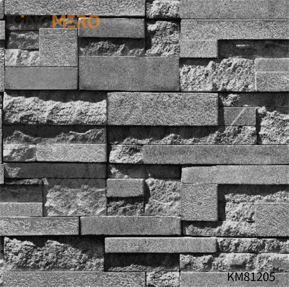KINGMERO design of wallpaper for wall Affordable Brick Flocking Chinese Style Children Room 0.53*9.5M(±5%) PVC Wallpaper SKU:KM81205
