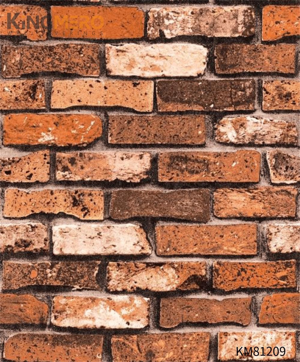 KINGMERO where sells wallpaper Affordable Brick Flocking Chinese Style Children Room 0.53*9.5M(±5%) PVC Wallpaper SKU:KM81209