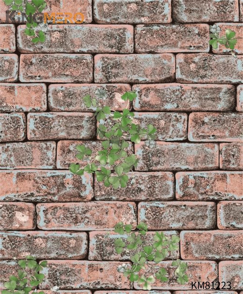 KINGMERO wallpaper of room Affordable Brick Flocking Chinese Style Children Room 0.53*9.5M(±5%) PVC Wallpaper SKU:KM81223
