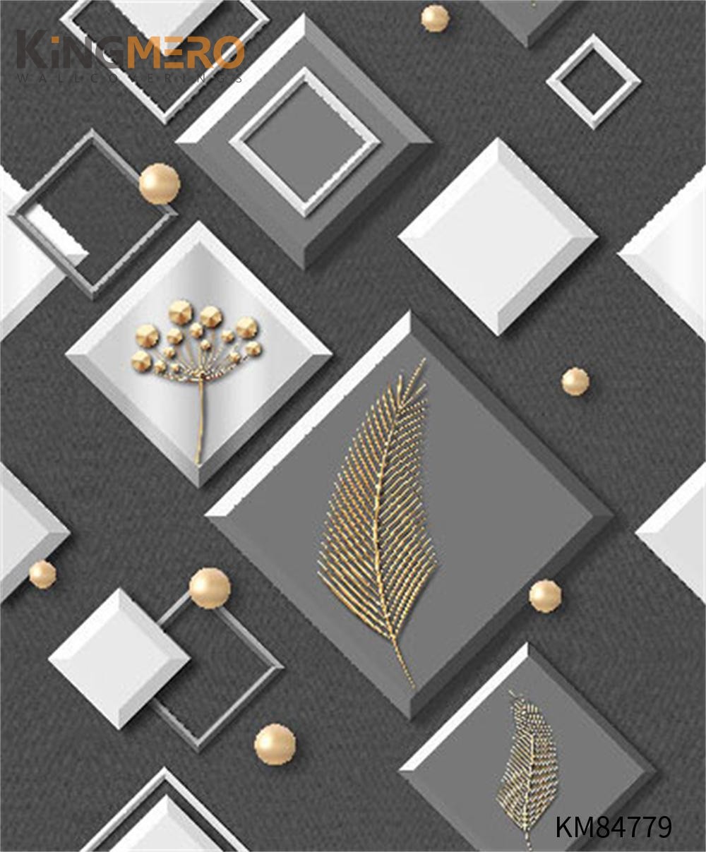 KINGMERO PVC European Geometric Deep Embossed Top G Household 0.53*9.5M(±5%) home wallpaper patterns Wallpaper SKU:KM84779