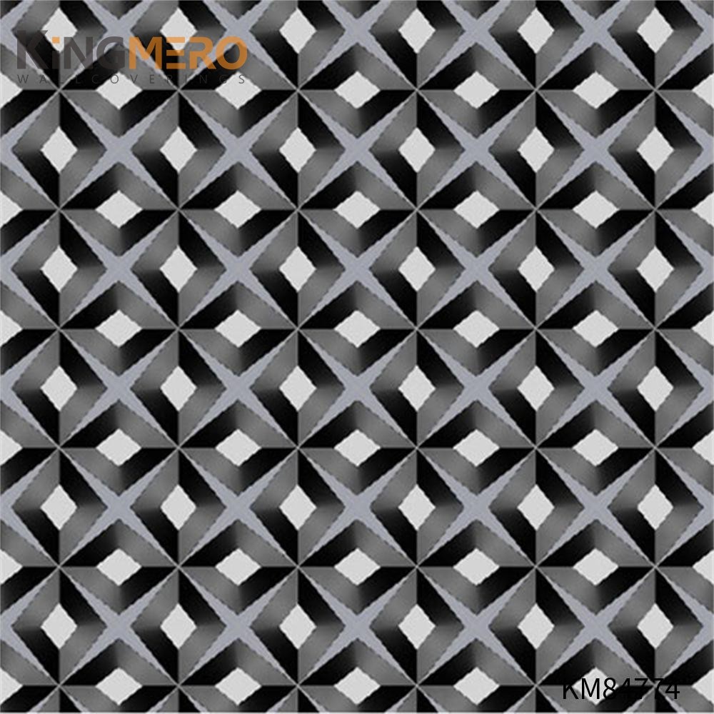 KINGMERO PVC Household Geometric Deep Embossed European Top G 0.53*9.5M(±5%) wall covering paper Wallpaper SKU:KM84774
