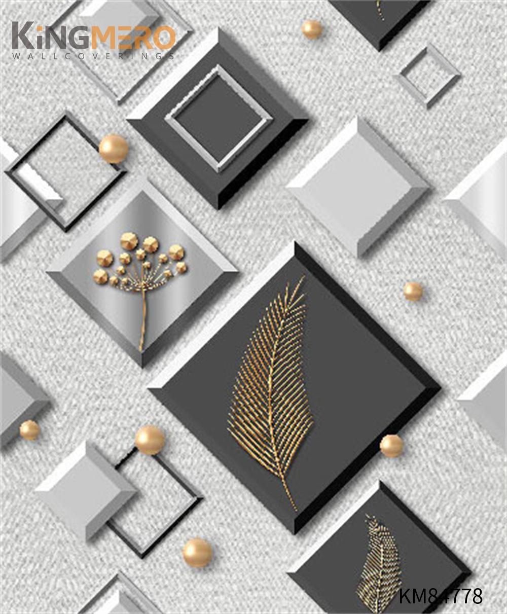 KINGMERO European Top G Geometric Deep Embossed PVC Household 0.53*9.5M(±5%) removable wallpaper Wallpaper SKU:KM84778