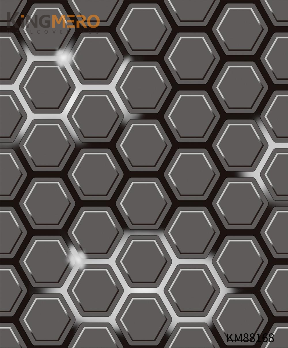 KINGMERO Kids Room 0.53*9.2M flock wallpaper Embossing Modern Wholesale PVC Geometric Wallpaper SKU:KM88168
