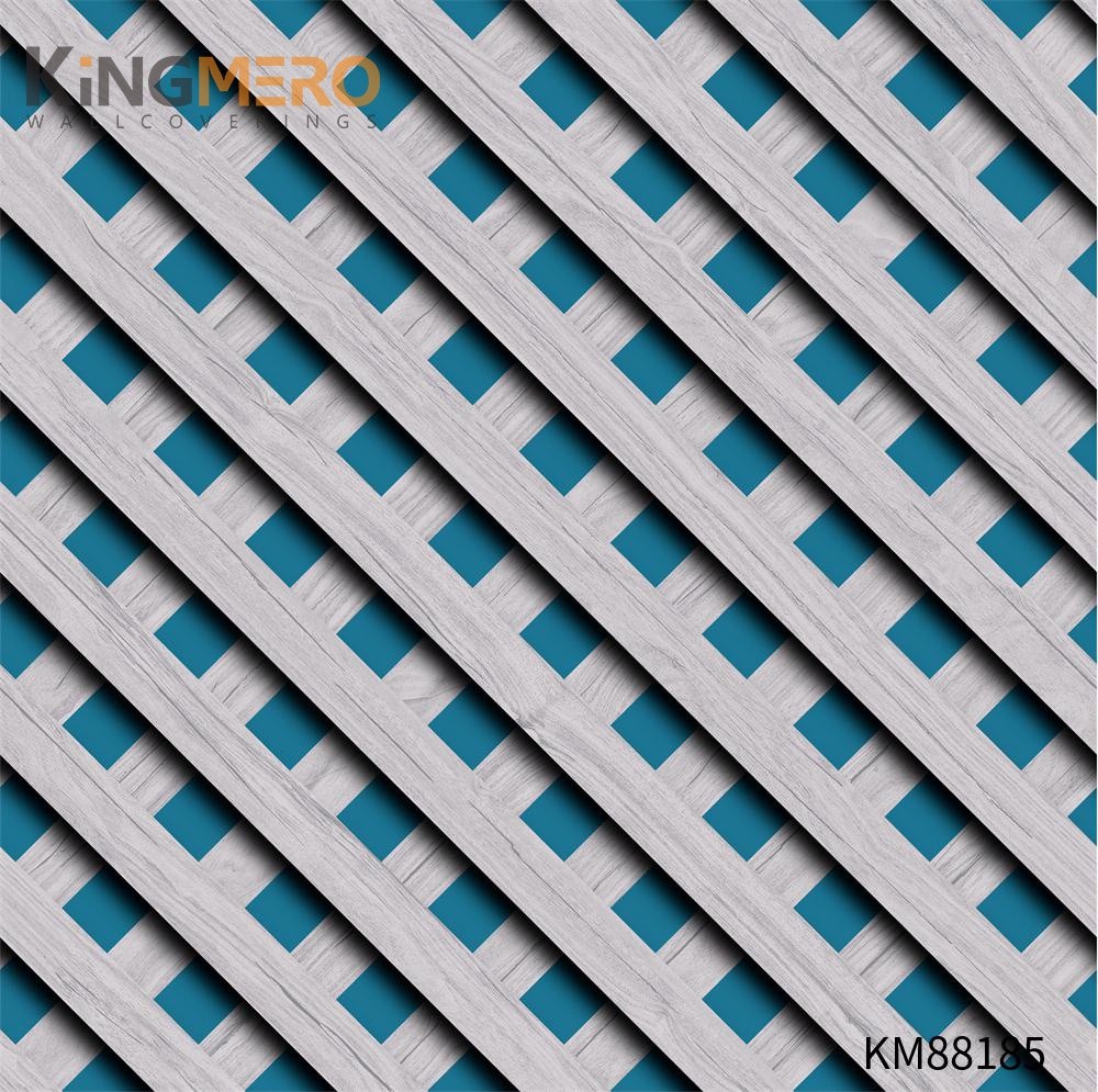 KINGMERO wallpaper decor store Wholesale Geometric Embossing Modern Kids Room 0.53*9.2M PVC Wallpaper SKU:KM88185